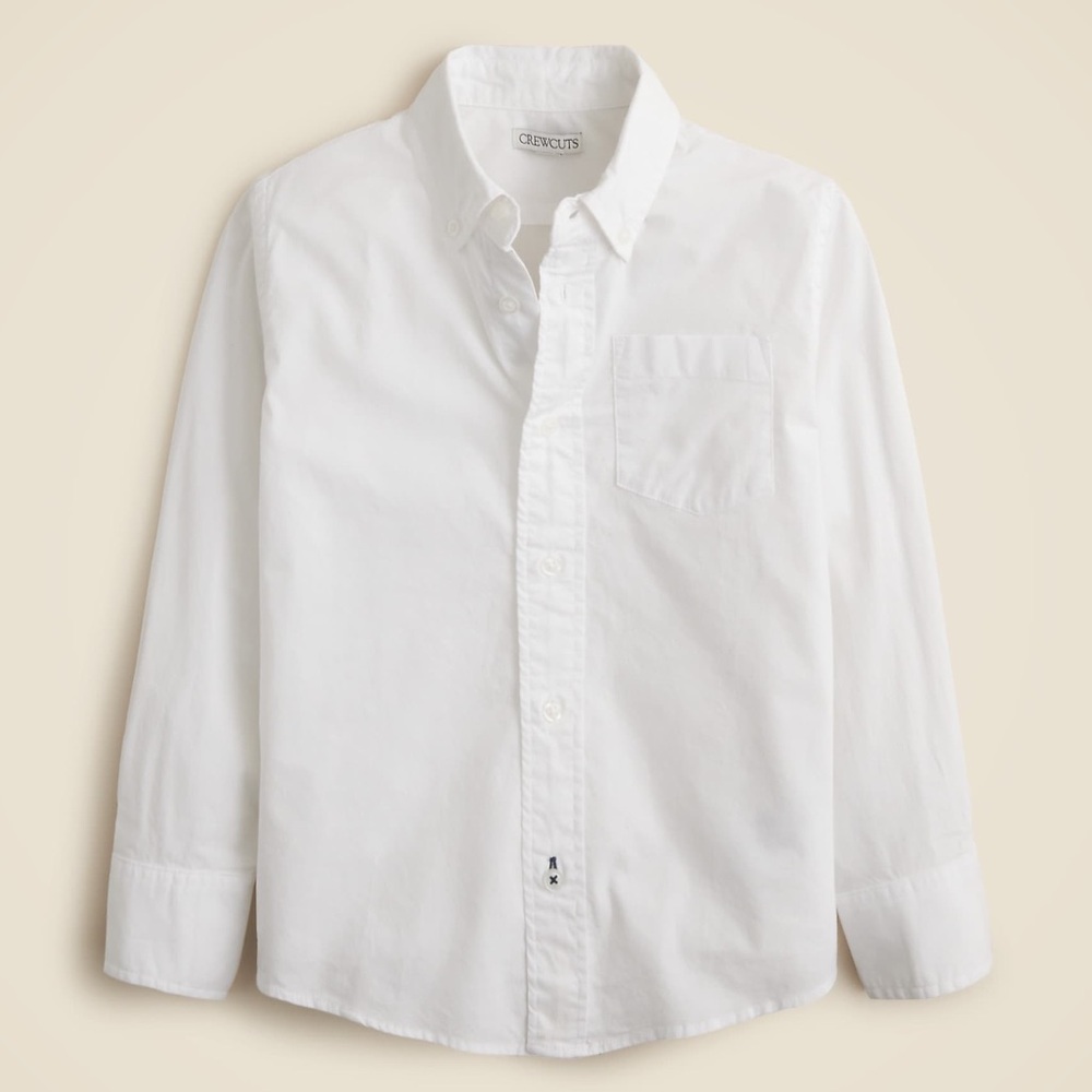 NWT J.Crew Boys' White stretch poplin button-down 100% Cotton Sz 6 - pinholes